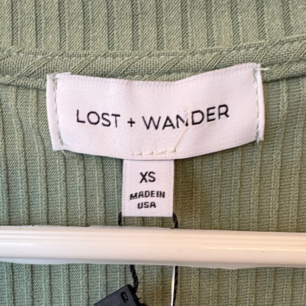 Lost + Wander Olive Ribbed Button-Down Top - Picture 3 of 9